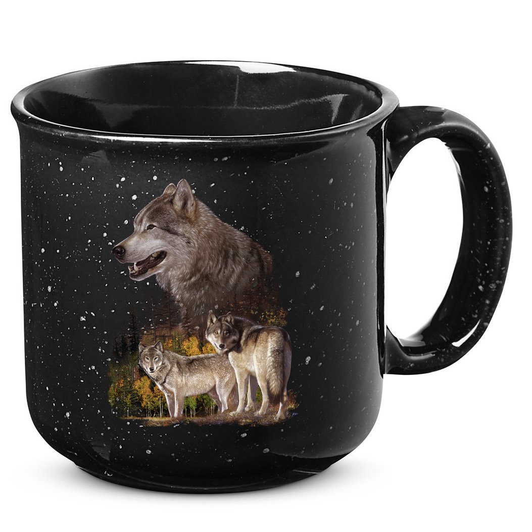 Three Wolf Collage 15oz Campfire Ceramic Mug
