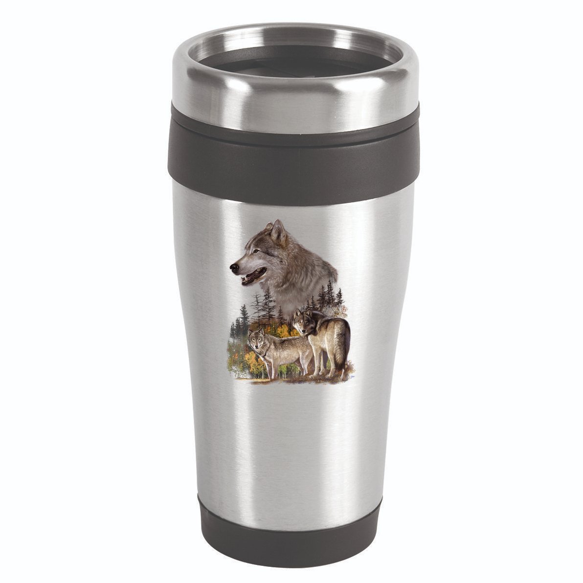 Three Wolf Collage 16oz Travel Tumbler