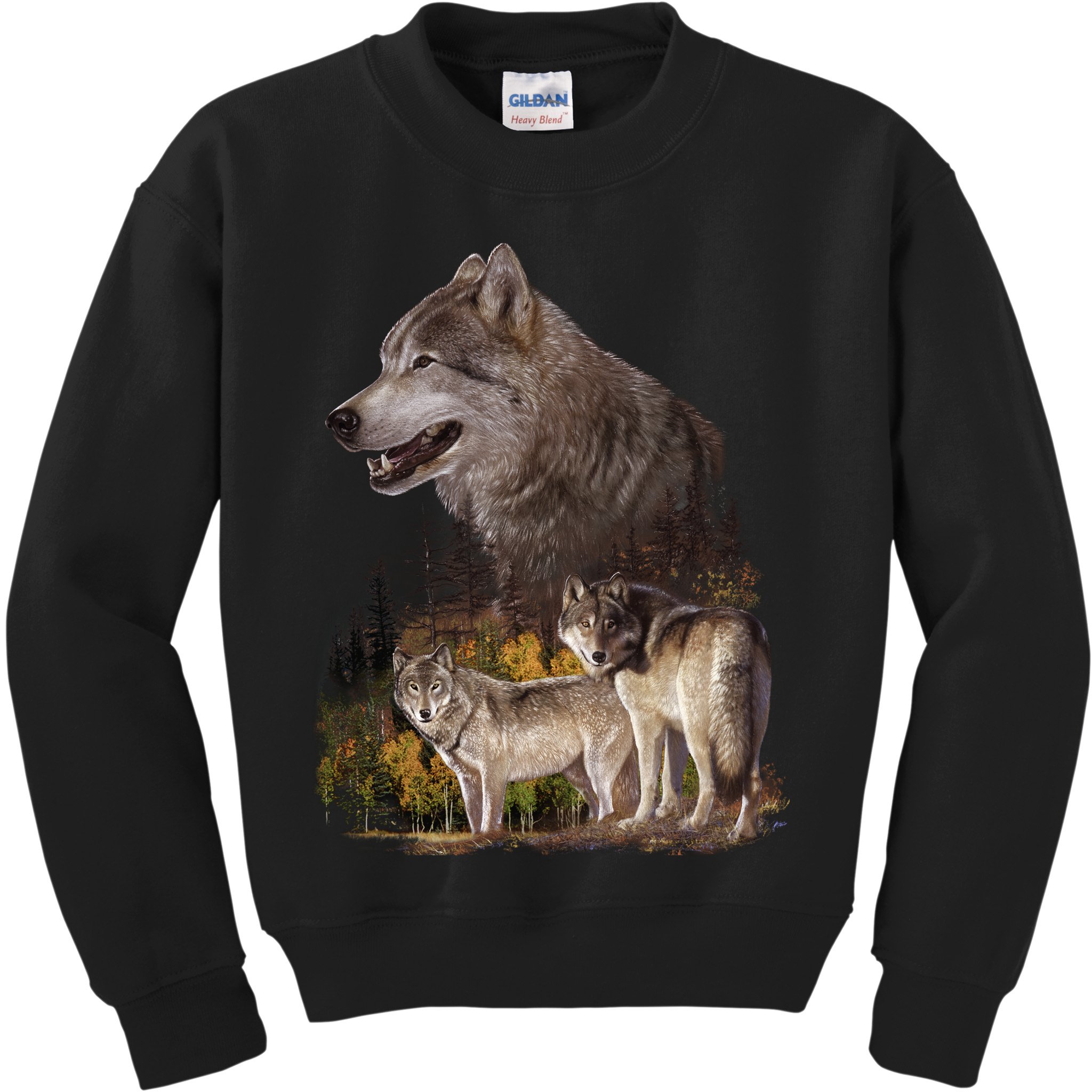 Three Wolf Collage Kids Sweatshirt
