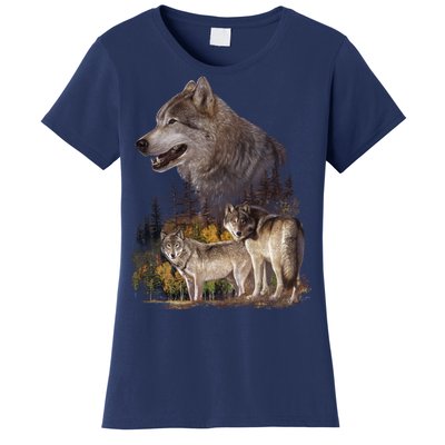 Three Wolf Collage Women's T-Shirt