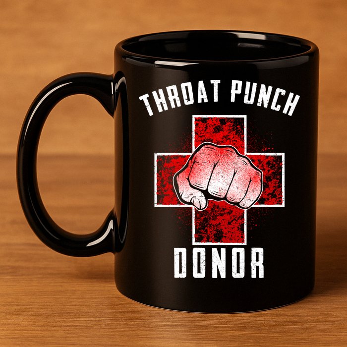Throat Punch Donor Boxing Fan 11oz C Handle Ceramic Mug