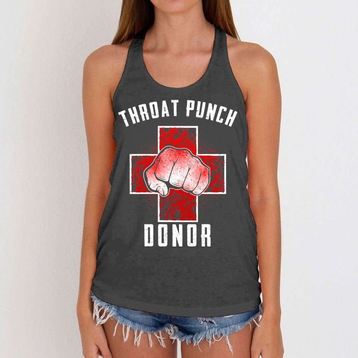 Throat Punch Donor Boxing Fan Women's Knotted Racerback Tank