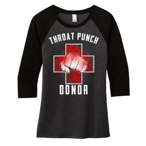 Throat Punch Donor Boxing Fan Women's Tri-Blend 3/4-Sleeve Raglan Shirt