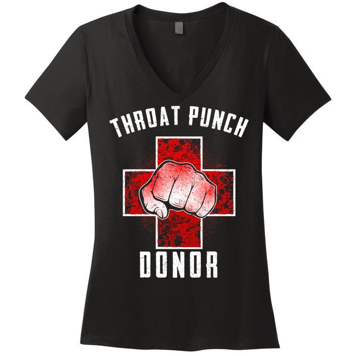 Throat Punch Donor Boxing Fan Women's V-Neck T-Shirt