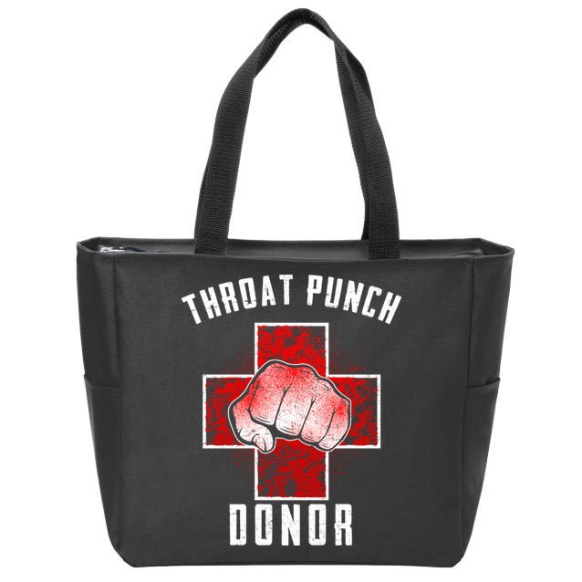Throat Punch Donor Boxing Fan Zip Tote Bag
