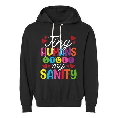 Tiny Hu Stole My Sanity Sitter Gift Garment-Dyed Fleece Hoodie