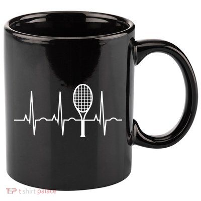 Tennis Heartbeat Shirts Best Tennis Gift Tee For Players Fans 11oz C Handle Ceramic Mug