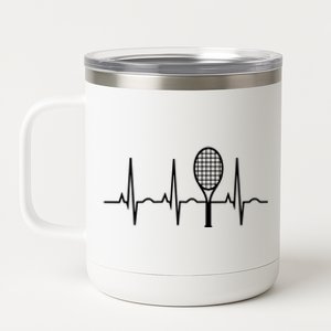 Tennis Heartbeat Shirts Best Tennis Gift Tee For Players Fans 12 oz Stainless Steel Tumbler Cup