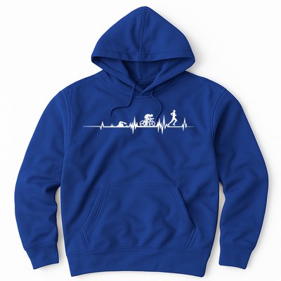 Triathlon Heartbeat Swim Cycle Run Athletes Funny Gift Hoodie