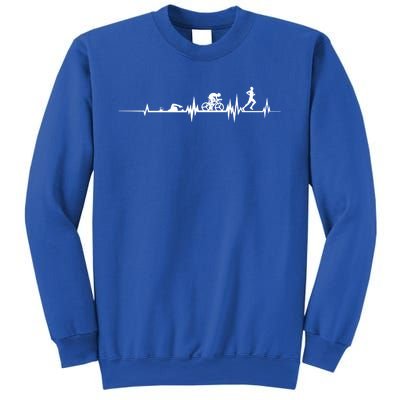 Triathlon Heartbeat Swim Cycle Run Athletes Funny Gift Sweatshirt