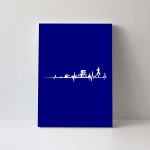 Triathlon Heartbeat Swim Cycle Run Athletes Funny Gift Canvas