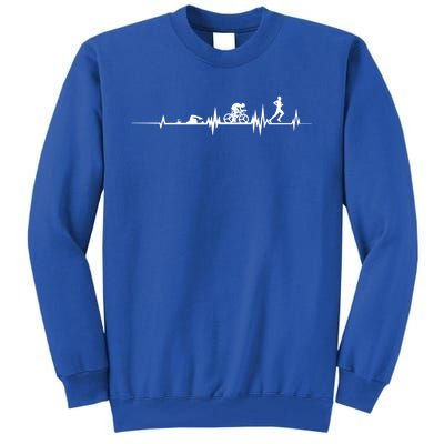 Triathlon Heartbeat Swim Cycle Run Athletes Funny Gift Tall Sweatshirt