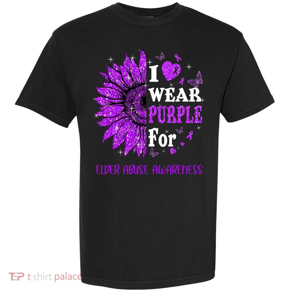 Twinkle Heart Sunflower Elder Abuse Awareness Garment-Dyed Heavyweight T-Shirt