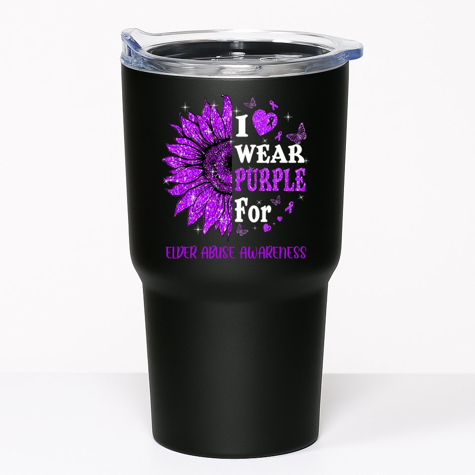 Twinkle Heart Sunflower Elder Abuse Awareness Tumbler