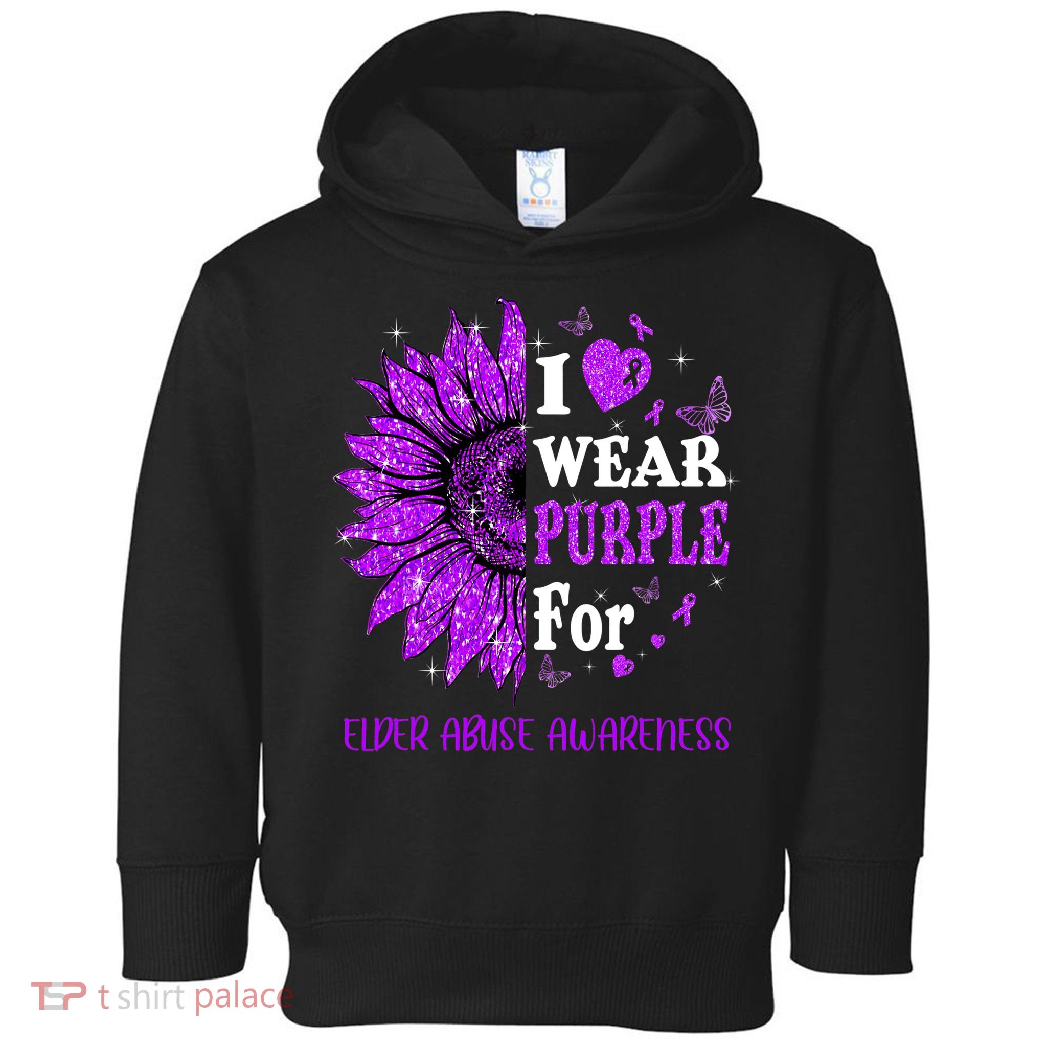 Twinkle Heart Sunflower Elder Abuse Awareness Toddler Hoodie