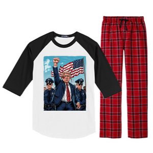 Trump Head Shot Fight Never Surrender Raglan Sleeve Pajama Set