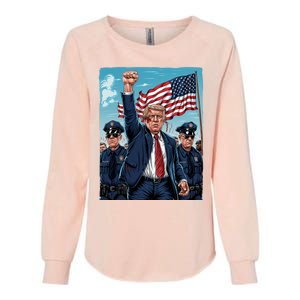 Trump Head Shot Fight Never Surrender Womens California Wash Sweatshirt