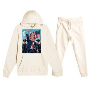 Trump Head Shot Fight Never Surrender Premium Hooded Sweatsuit Set