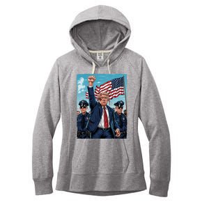 Trump Head Shot Fight Never Surrender Women's Fleece Hoodie