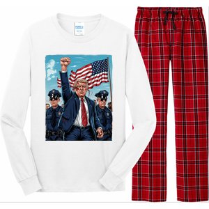 Trump Head Shot Fight Never Surrender Long Sleeve Pajama Set