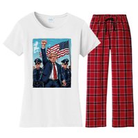 Trump Head Shot Fight Never Surrender Women's Flannel Pajama Set