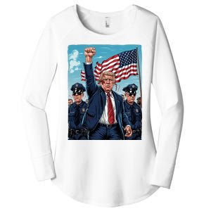 Trump Head Shot Fight Never Surrender Women's Perfect Tri Tunic Long Sleeve Shirt