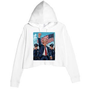 Trump Head Shot Fight Never Surrender Crop Fleece Hoodie