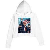 Trump Head Shot Fight Never Surrender Crop Fleece Hoodie