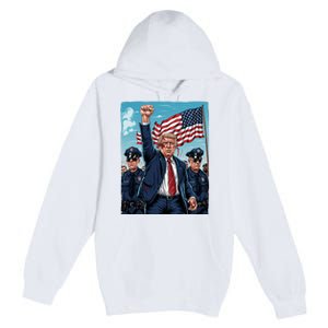 Trump Head Shot Fight Never Surrender Premium Pullover Hoodie