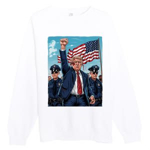 Trump Head Shot Fight Never Surrender Premium Crewneck Sweatshirt