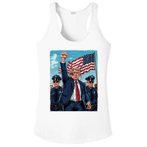 Trump Head Shot Fight Never Surrender Ladies PosiCharge Competitor Racerback Tank