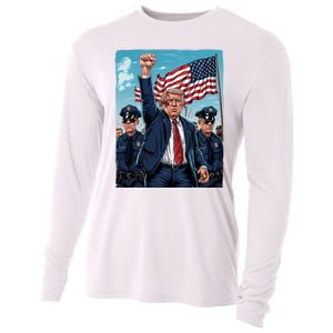 Trump Head Shot Fight Never Surrender Cooling Performance Long Sleeve Crew