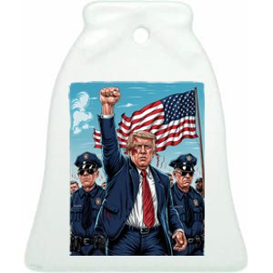 Trump Head Shot Fight Never Surrender Ceramic Bell Ornament