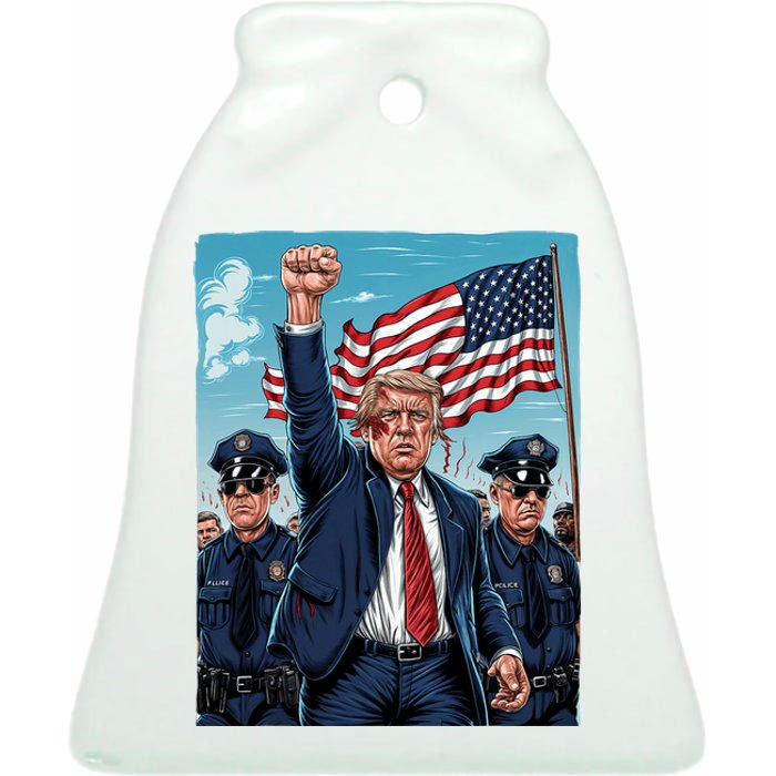 Trump Head Shot Fight Never Surrender Ceramic Bell Ornament