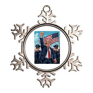 Trump Head Shot Fight Never Surrender Metallic Star Ornament