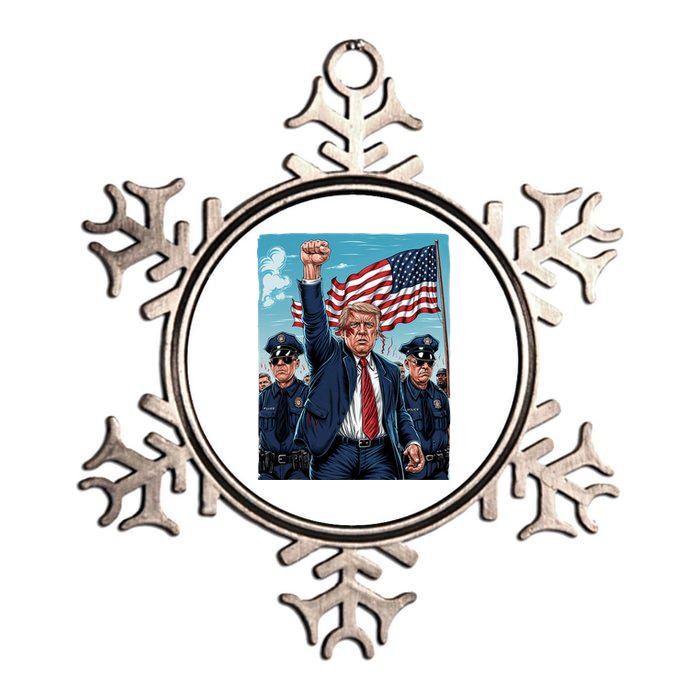 Trump Head Shot Fight Never Surrender Metallic Star Ornament