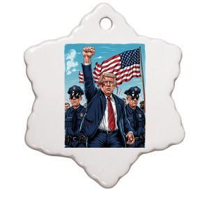 Trump Head Shot Fight Never Surrender Ceramic Star Ornament