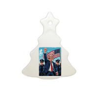 Trump Head Shot Fight Never Surrender Ceramic Tree Ornament