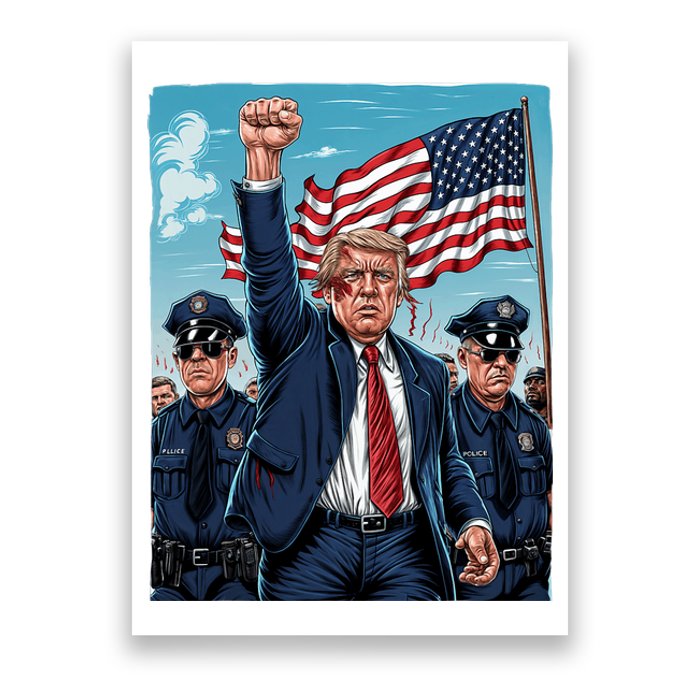 Trump Head Shot Fight Never Surrender Poster