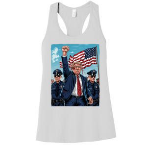 Trump Head Shot Fight Never Surrender Women's Racerback Tank