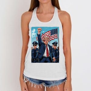 Trump Head Shot Fight Never Surrender Women's Knotted Racerback Tank