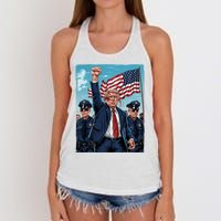 Trump Head Shot Fight Never Surrender Women's Knotted Racerback Tank