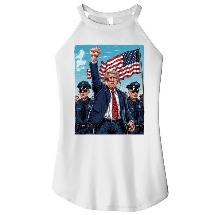 Trump Head Shot Fight Never Surrender Women's Perfect Tri Rocker Tank