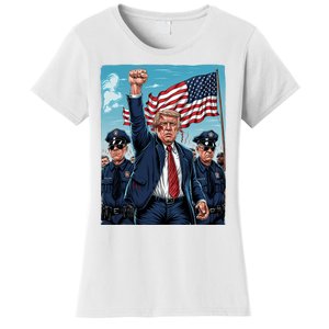 Trump Head Shot Fight Never Surrender Women's T-Shirt