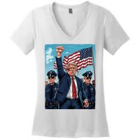 Trump Head Shot Fight Never Surrender Women's V-Neck T-Shirt