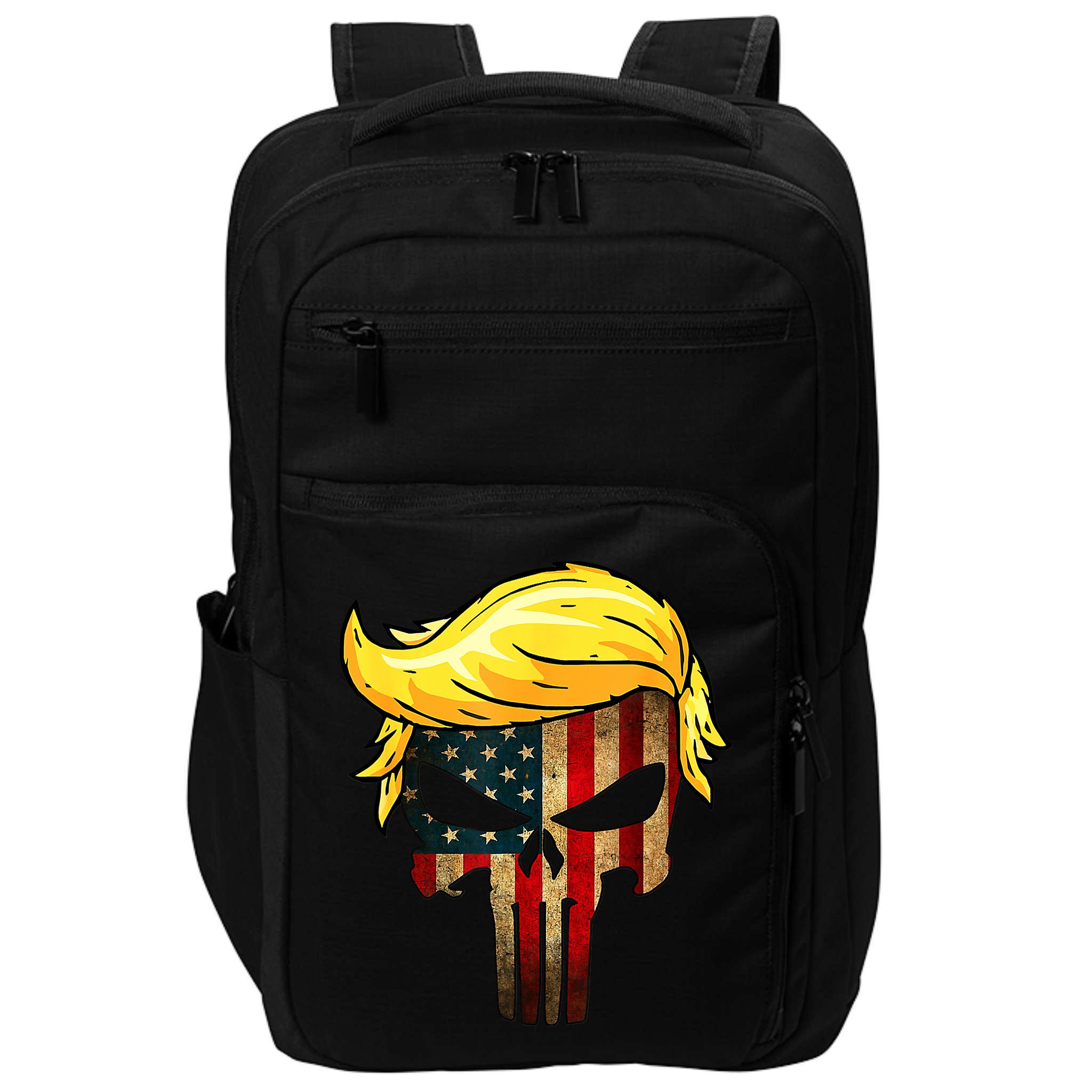 Trump Hair Skull 4th Of July US Flag Trump Impact Tech Backpack