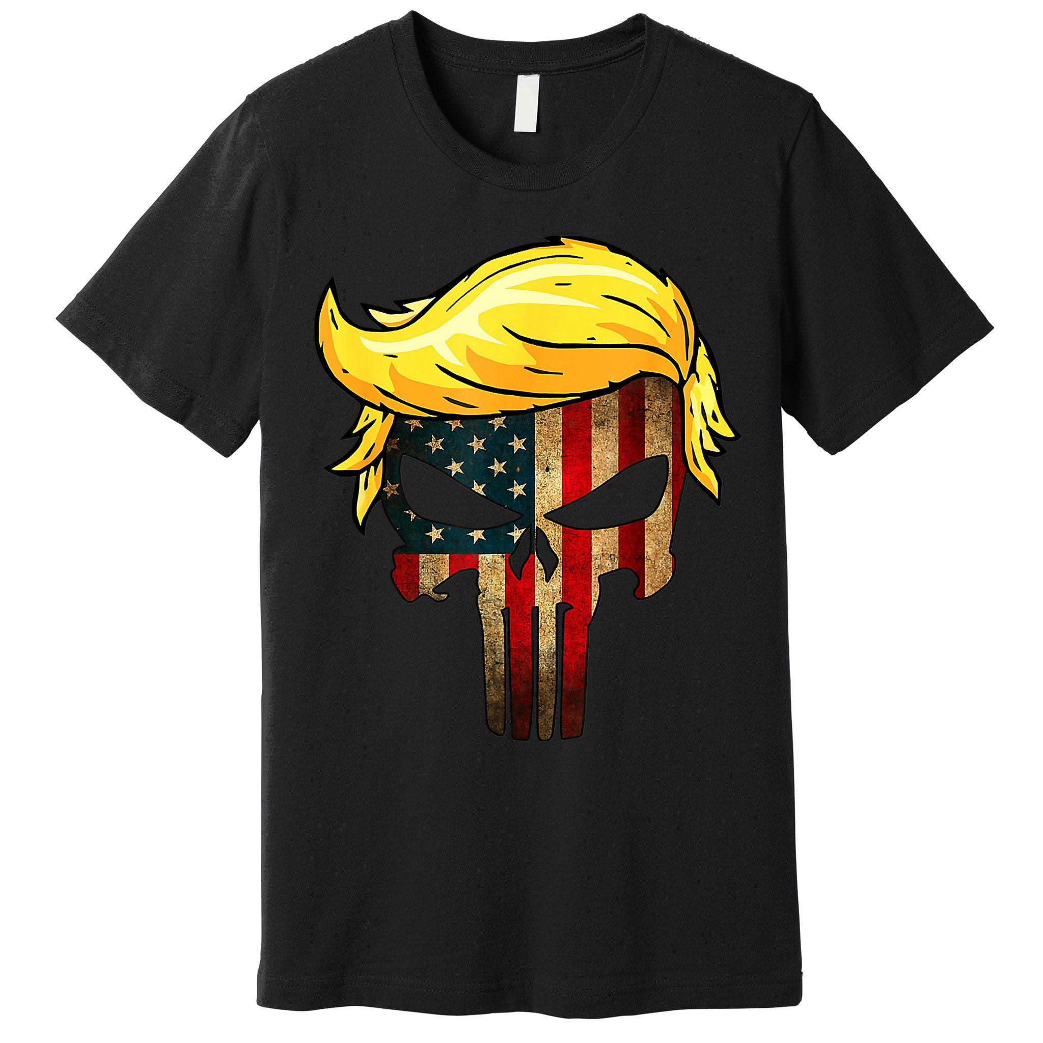 Trump Hair Skull 4th Of July US Flag Trump Premium T-Shirt