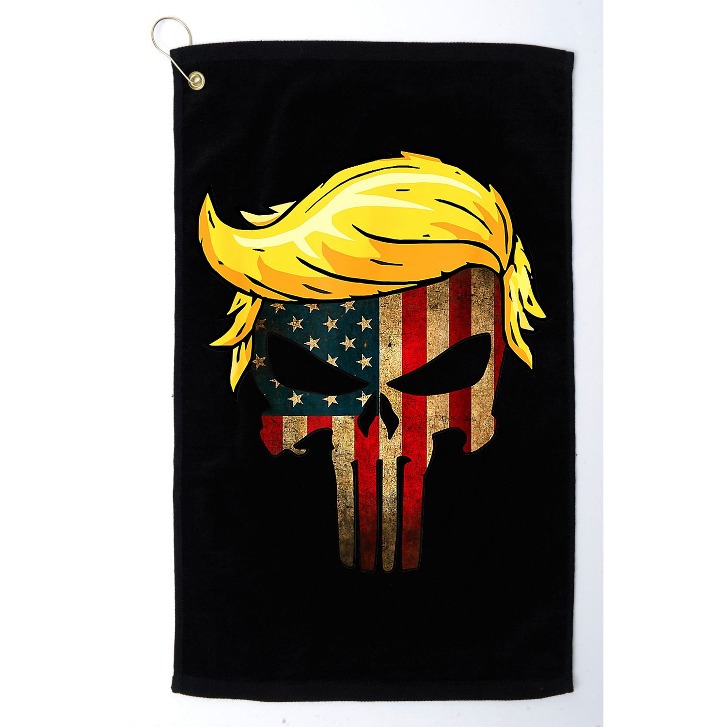 Trump Hair Skull 4th Of July US Flag Trump Golf Towel