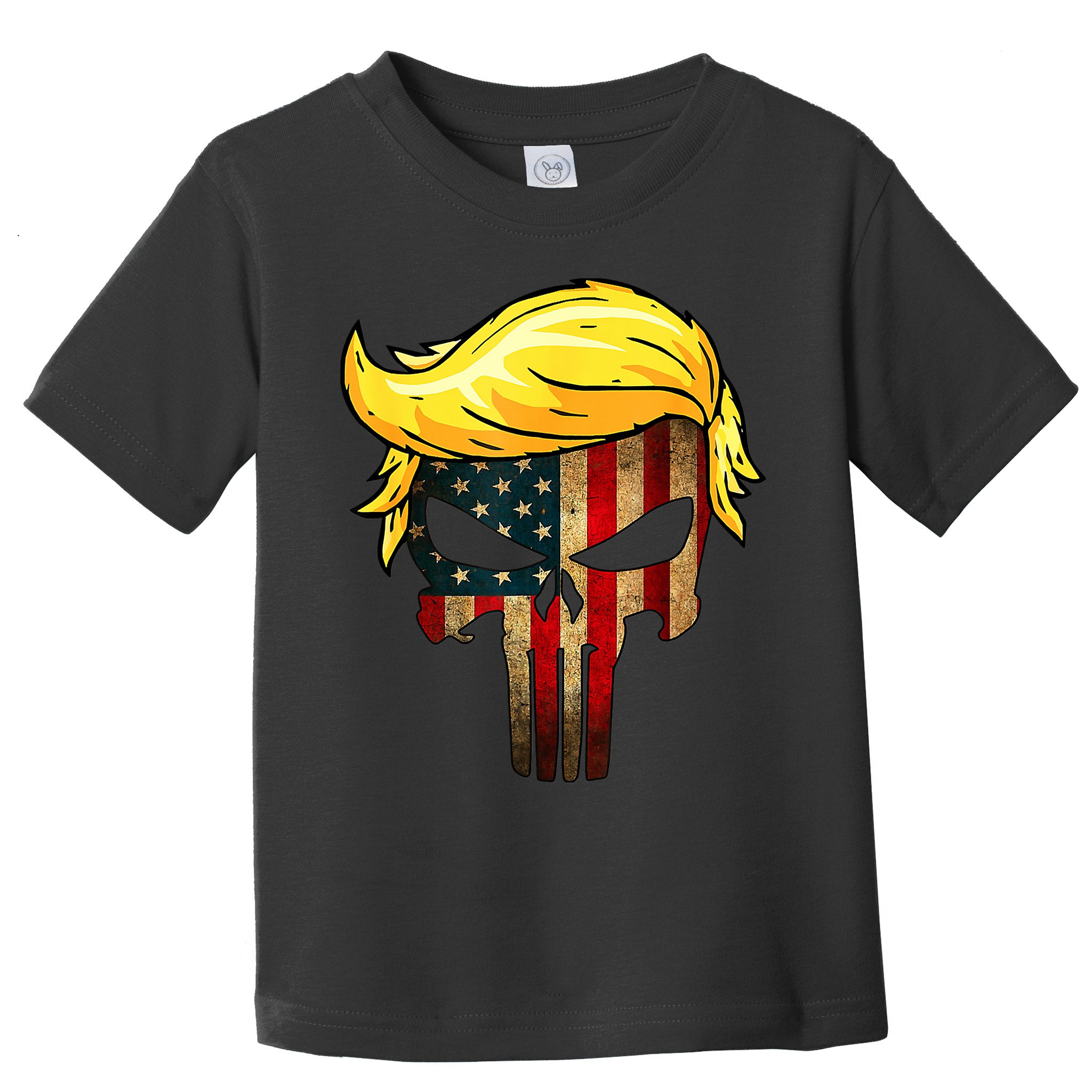 Trump Hair Skull 4th Of July US Flag Trump Toddler T-Shirt