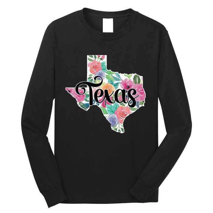 Texas Home State Pride Floral Vintage Texas Long Sleeve Shirt